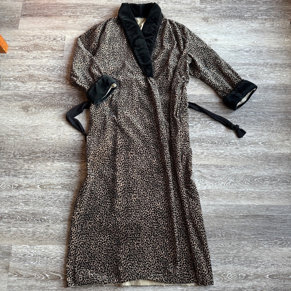 🐆 Vintage Leopard Print Velour Robe / Dressing Gown 🐆 - Picture 10 of 12